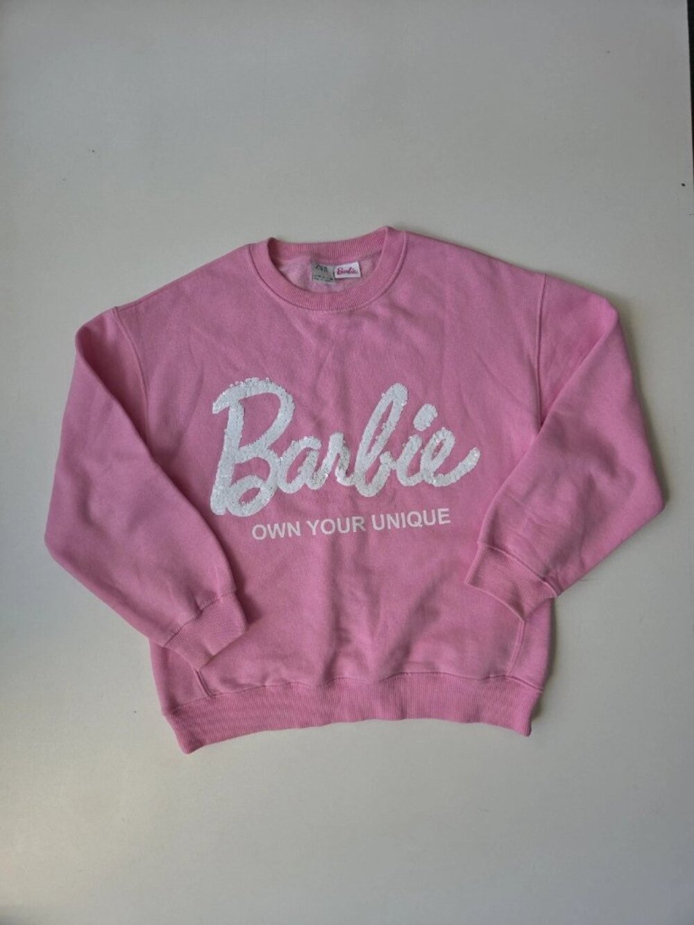 Zara Barbie Girls' Pink Sweatshirt Size 13/14 Fleece Pullover
